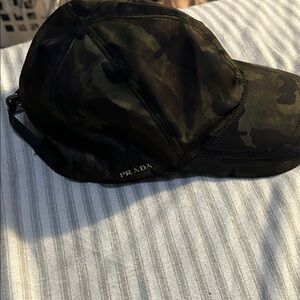 Prada Green and Black Camouflage Hat